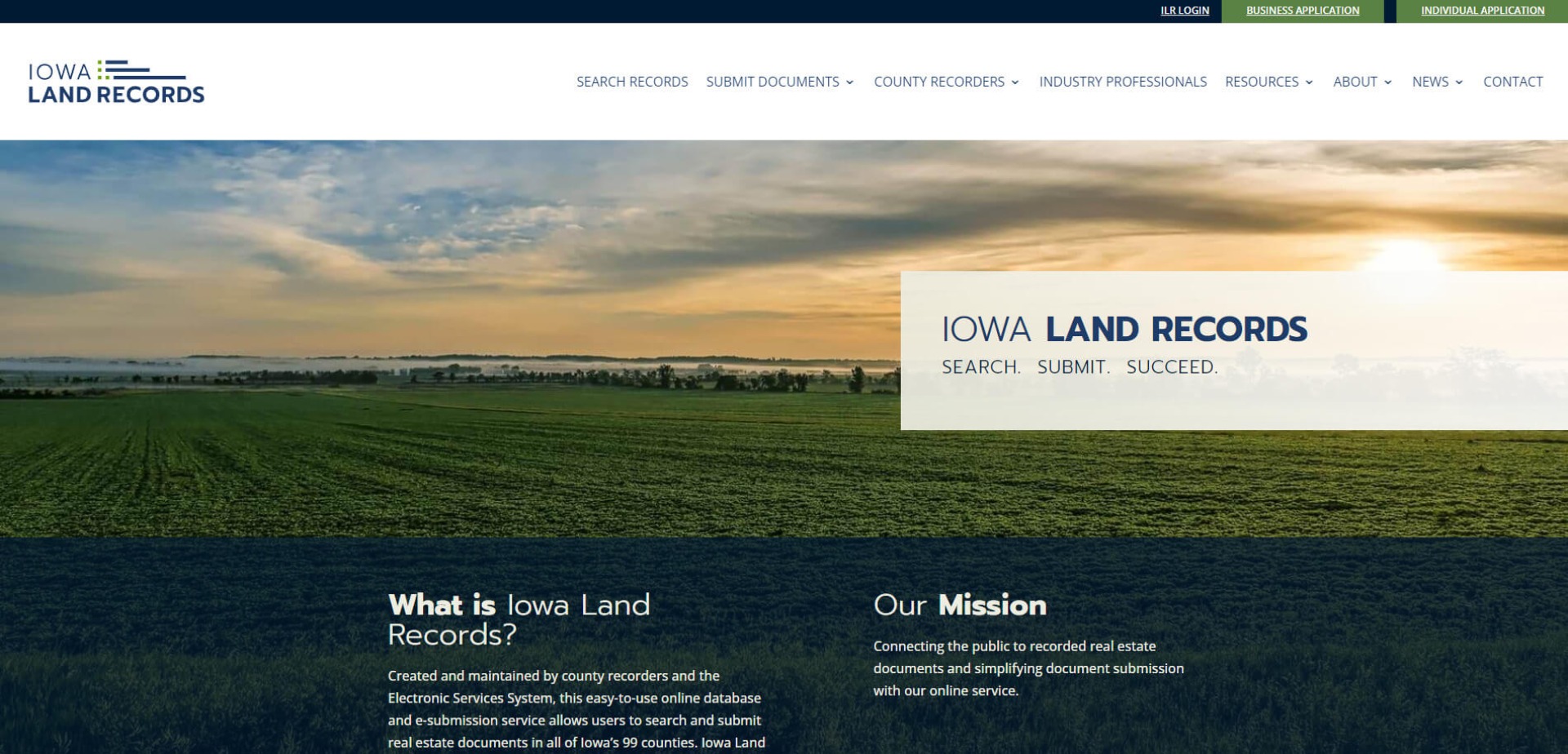 Iowa Land Records website homepage